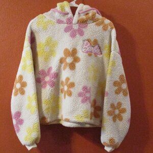 Barbie Woman Medium Cream Yellow Pink Full Zip Fleece Pullover Hoodie